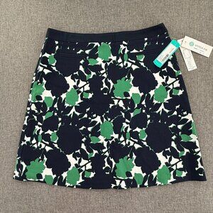 NEW! Margaret M Francine A-line Skirt Navy Green White‎ large Floral Rayon Nylon